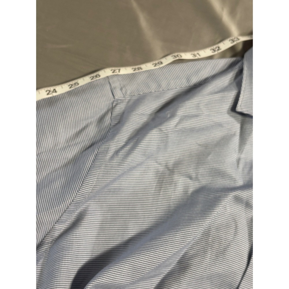 Saks Fifth Avenue Mens Blue White Micro Pattern Cotton Dress‎ Shirt 16.5 34/35 - Picture 5 of 5